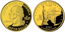 1/4 dollar doré 2001 P New York