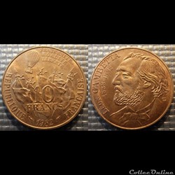 Lh 10 francs Gambetta 1982 26mm 10g