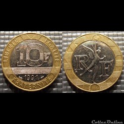 Lq 10 francs Génie de la Bastille 1991 23mm 6.5g