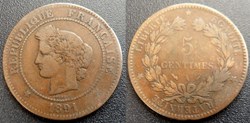 J-Troisième République 5 Centimes Céres 1891 A