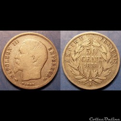 N-Napoleon III Empereur 50 centimes non lauré 1858 A