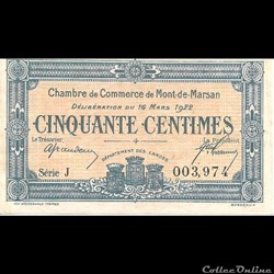 G1 50C. Chambre de Commerce de Mont de Marsan Délibération du 16 Mars 1922