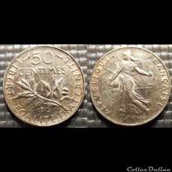 Ga 50 centimes Semeuse 1915 18mm 2.5g