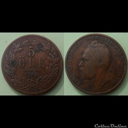 Suède 5 Ore 1861