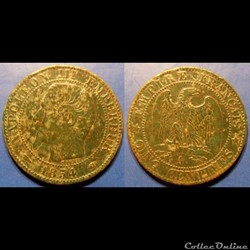 N-Napoleon III Empereur Cinq centimes non lauré 1854 A