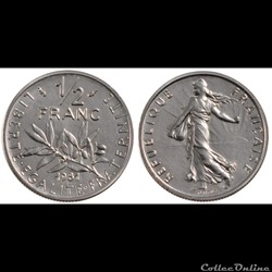 Gl 1/2 franc semeuse 1981 19.5mm 4.5g