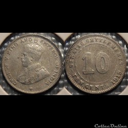Malaysia Straits Settlements 10 Cents 1919