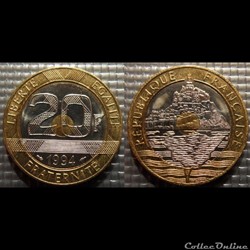 Md 20 francs Mont Saint Michel 1994 27mm 9g
