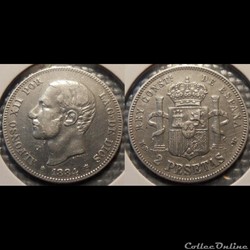Espagne 2 pesetas 1884