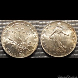 Ga 50 centimes Semeuse 1920 18mm 2.5g