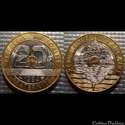 Md 20 francs Mont Saint Michel 1994 27mm 9g