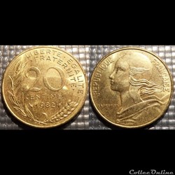 Ef 20 centimes Marianne 1982 23.5mm 4g