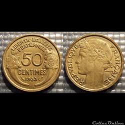 Gc 50 centimes Morlon 1933 18mm 2g