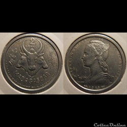 Madagascar 2 Francs Union Française 1948