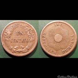 Pérou Un Centavo 1863