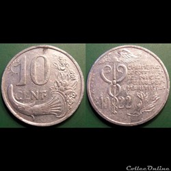 p- MN Nice et des Alpes Maritimes 10 C. 1922 Al Elie:10.4