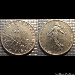 Hg 1 franc semeuse 1965 24mm 6g