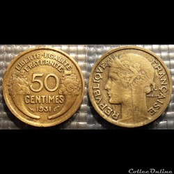 Gc 50 centimes Morlon 1931 18mm 2g