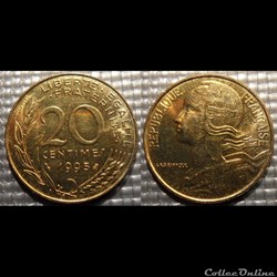 Ef 20 centimes Marianne 1995 23.5mm 4g