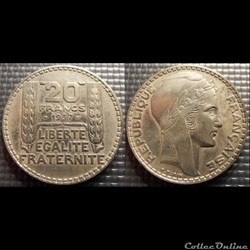 Ma 20 francs Turin 1937 35mm 20g