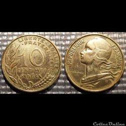 Di 10 centimes Marianne 1964 20mm 3g