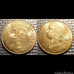 Ef 20 centimes Marianne 1984 23.5mm 4g