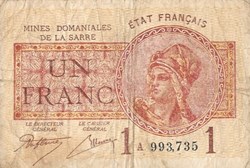 Etat Français - Mines Domaniales de la Sarre 1 Franc