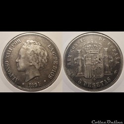 Espagne 5 pesetas 1894