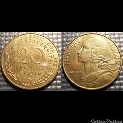 Ef 20 centimes Marianne 1981 23.5mm 4g