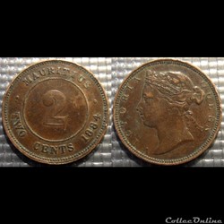 Maurice 2 cents 1884