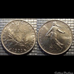 Hg 1 franc semeuse 1973 24mm 6g