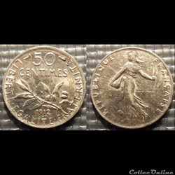 Ga 50 centimes Semeuse 1912 18mm 2.5g
