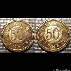 f- Jeton à consommer 50 C. -C.I.C.A.M Téchené