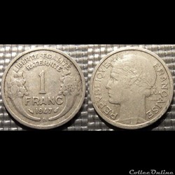 Hf 1 franc Morlon 1947 B 23mm 1.3g