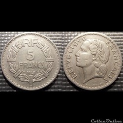 Ke 5 francs Lavrillier 1947 B 31mm 3.5g