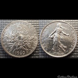 Kf 5 francs Semeuse 1960 29mm 12g