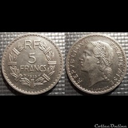 Kb 5 francs Lavrillier 1935 31mm 12g