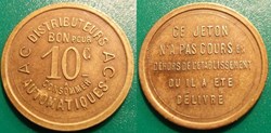 f- Jeton à consommer Bon pour 10c - AC Distributeurs AC Automatiques