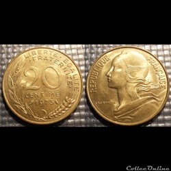 Ef 20 centimes Marianne 1973 23.5mm 4g