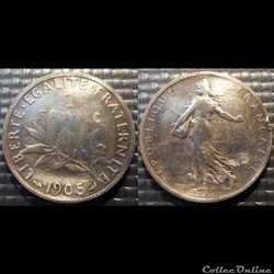 Ha 1 franc Semeuse 1905 23mm 5g