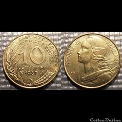Di 10 centimes Marianne 1987 20mm 3g