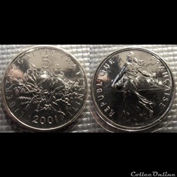 Kg 5 francs Semeuse 2001 29mm 10g