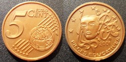 b-  Jeton - France - Pièces éducatives - 5 centimes 2001 plastique