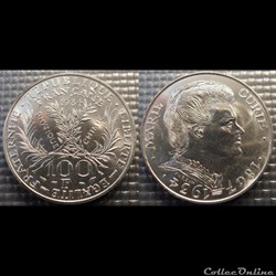 Oc 100 francs Marie Curie 1984 31mm 15g