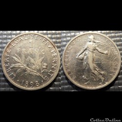 Ha 1 franc Semeuse 1898 23mm 5g