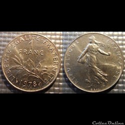 Hg 1 franc semeuse 1978 24mm 6g