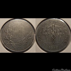 Algérie Alger 10 Centimes Chambre de Commerce 1918