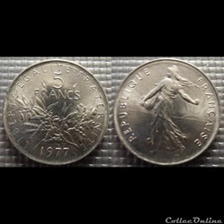 Kg 5 francs Semeuse 1977 29mm 10g