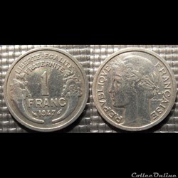 Hf 1 franc Morlon 1947 23mm 1.3g
