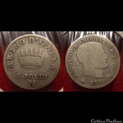 A3 5 Soldi Règne d'Italie Napoléon Empereur